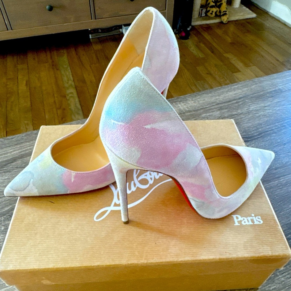 Aquarelle Kate Suede 120 Heels By Christian Louboutin. Size 38.5 Worn Once - Picture 1 of 9